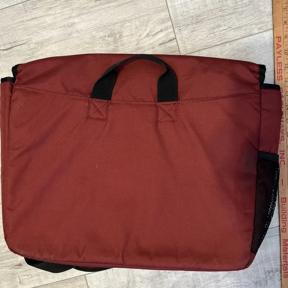 Eddie Bauer Crossbody Messenger Bag Expandable Laptop Briefcase - Maroon